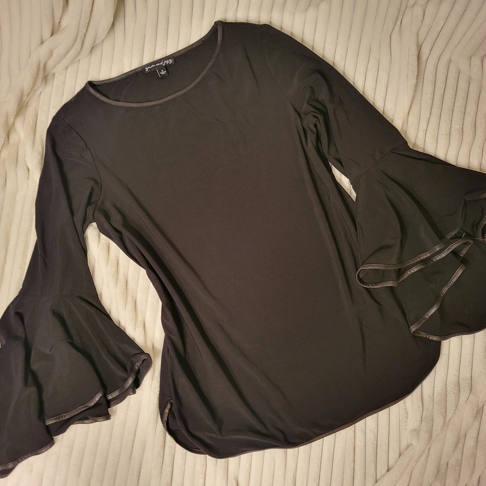 Elegant Black Flared Sleeve Top